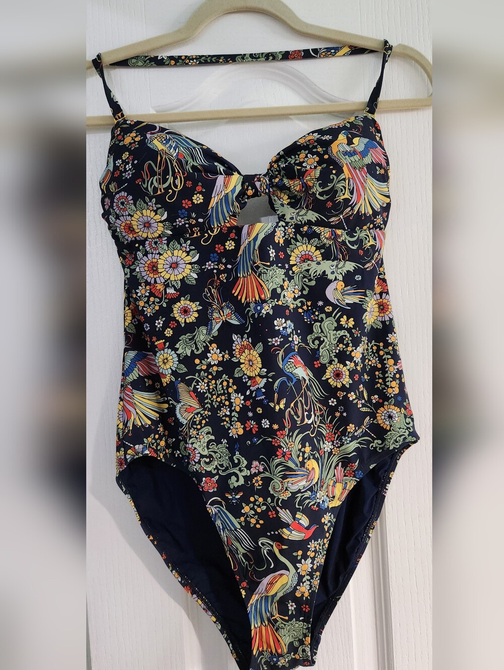 Tory Burch Navy Floral & Parrot One-Piece Swimsuit